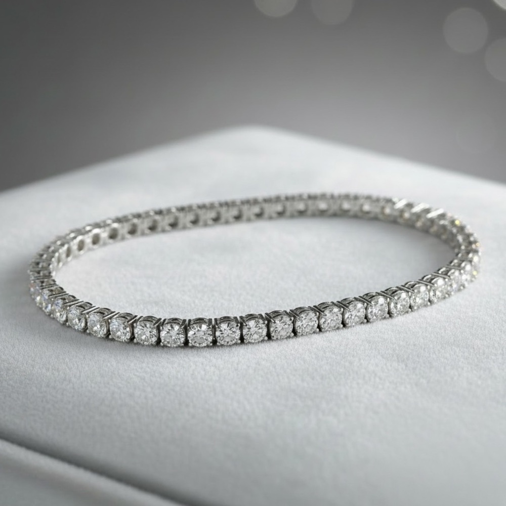 925 Silver, 14.40CTW Moissanite Tennis Bracelet